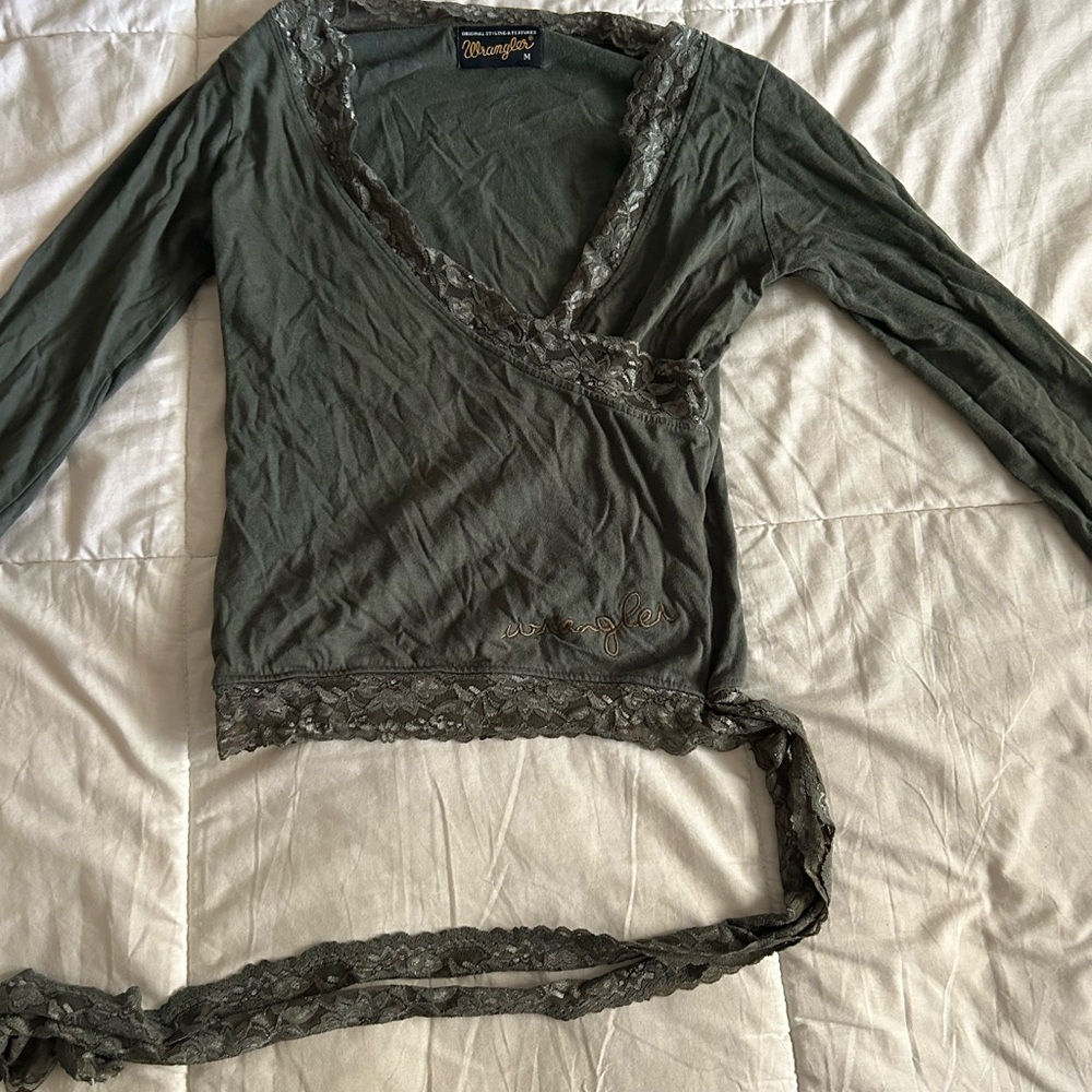 Wrangler Olive Lace Wrap Top